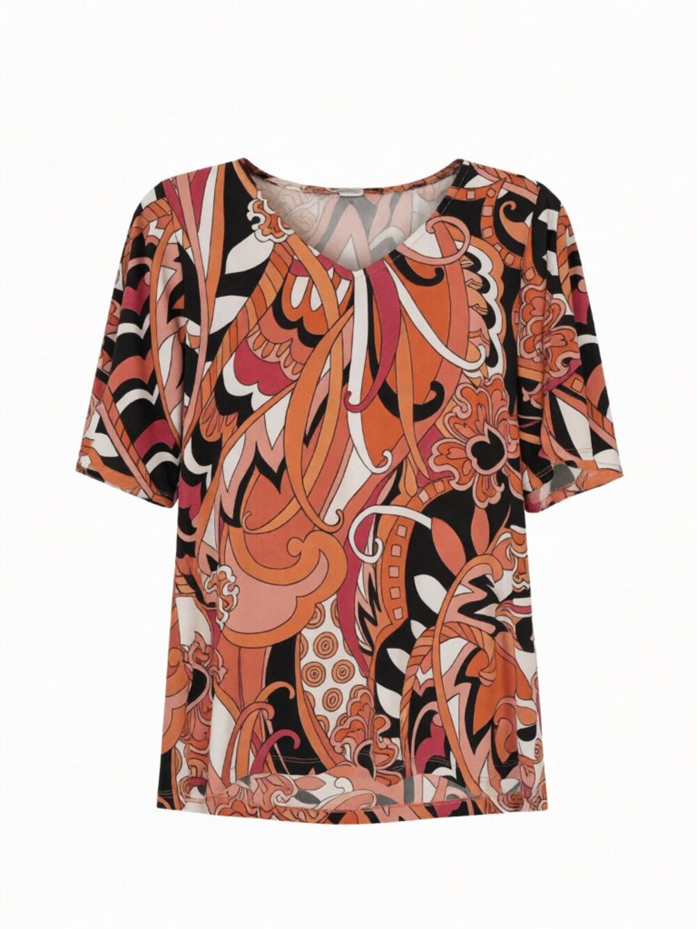 Orange Pink Women's Colorful Abstract Print Blouse Women M